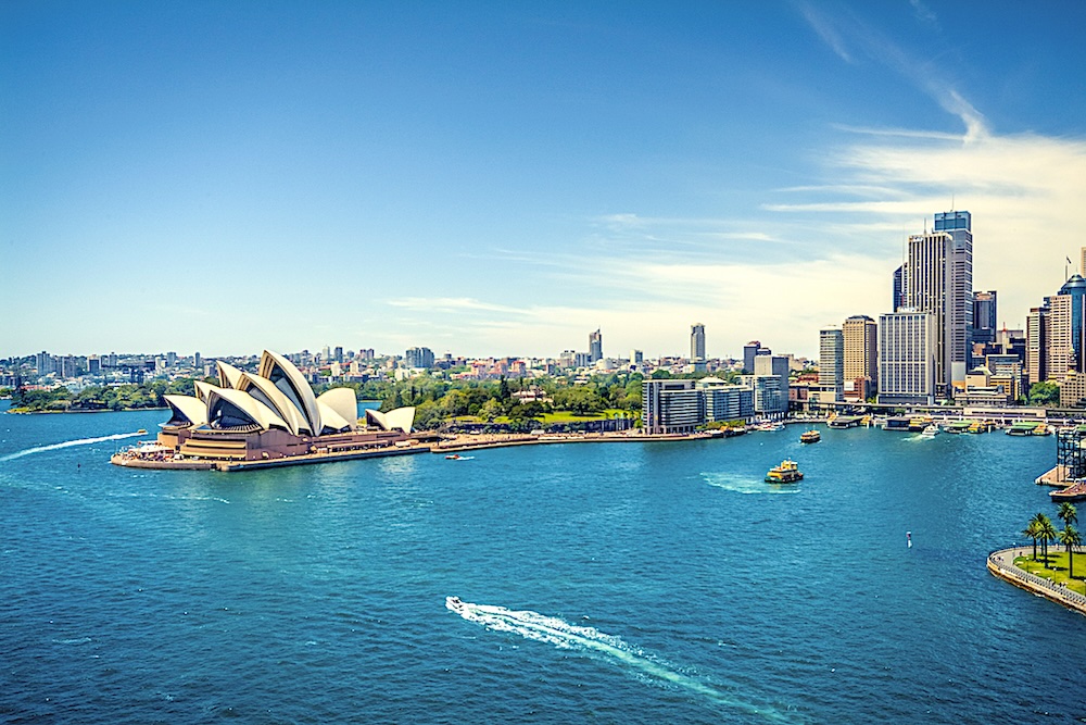 View of Sydney Harbor with Opera House and Harbor Bridge